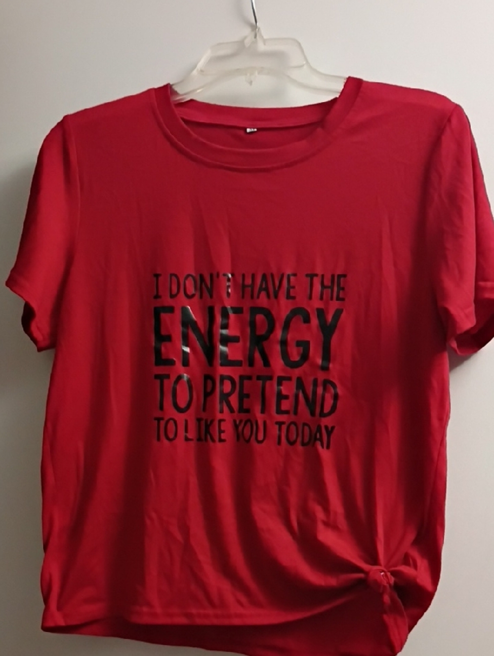 Red Graphic Tee with Bold Black Text